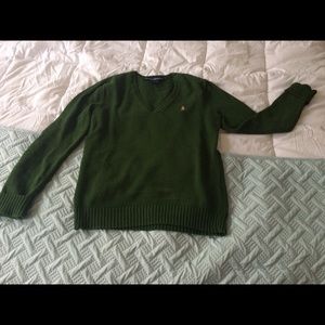 Forest green Ralph Lauren knit v neck sweater